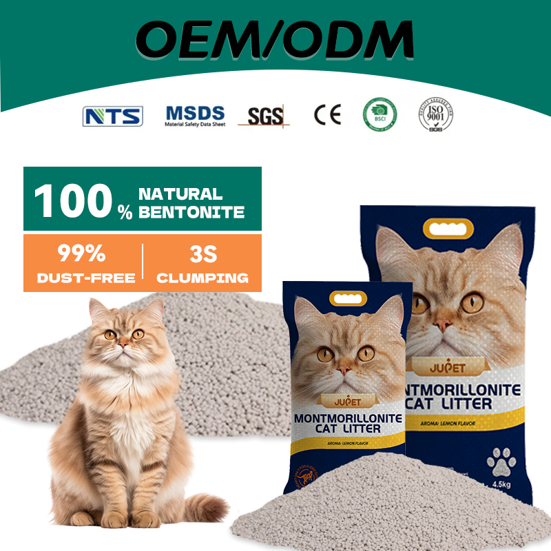 JUPET Catlitter Factory OEM/ODM Lemon Ball Shape High Quality 3s Clumping Bentonite Kitty Cat Litter Sand