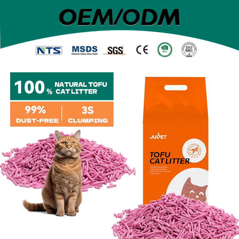 JUPET Catlitter Factory OEM/ODM Plant Peach Tofu Kitty Cat Litter Sand for Small Pet