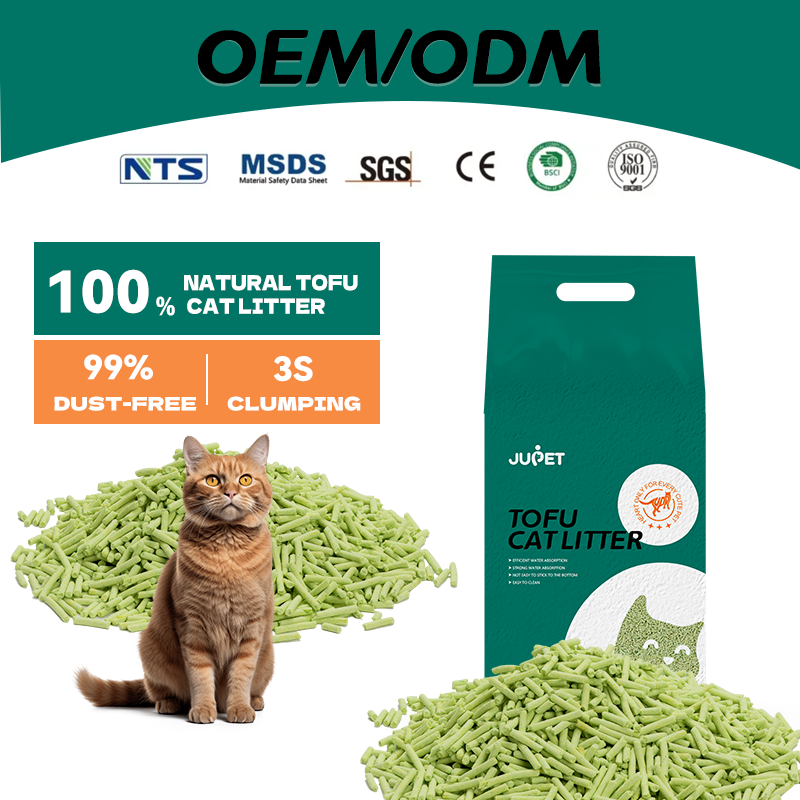 JUPET Catlitter Factory OEM/ODM Plant TeaTofu Kitty Cat Litter sand for Small Pet