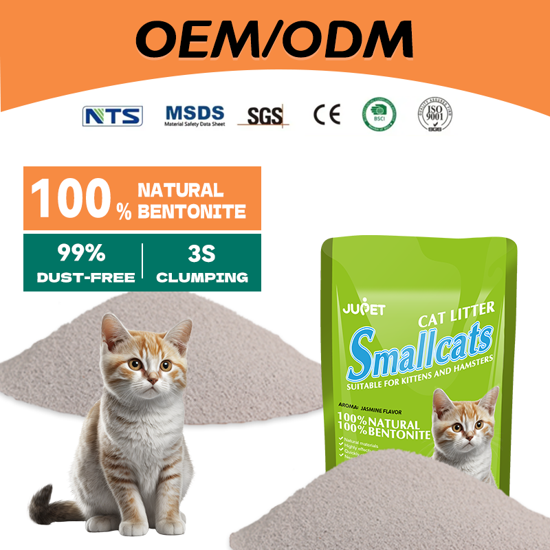  OEM/ODM Kitty Litter Jasmine Flavor MSDS Rohs Bsci Carbon Bentonite Cat Litter Sand