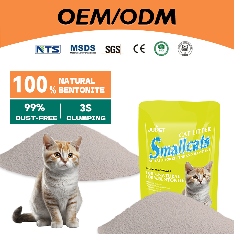  OEM/ODM Kitty Litter Lemon Flavor MSDS Rohs Bsci Carbon Bentonite Cat Litter Sand